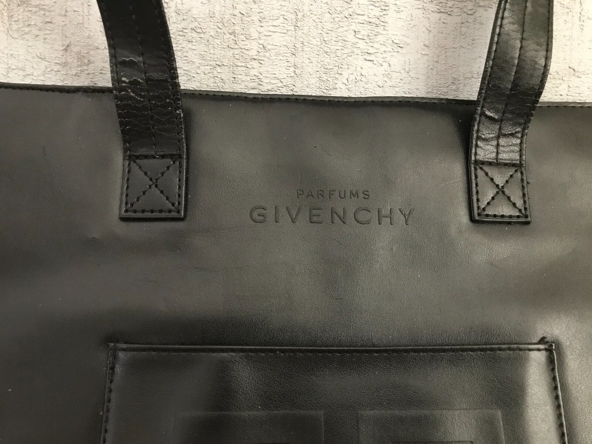 GIVENCHY Parfums Black Faux Leather Double Handle Tote Bag Snap