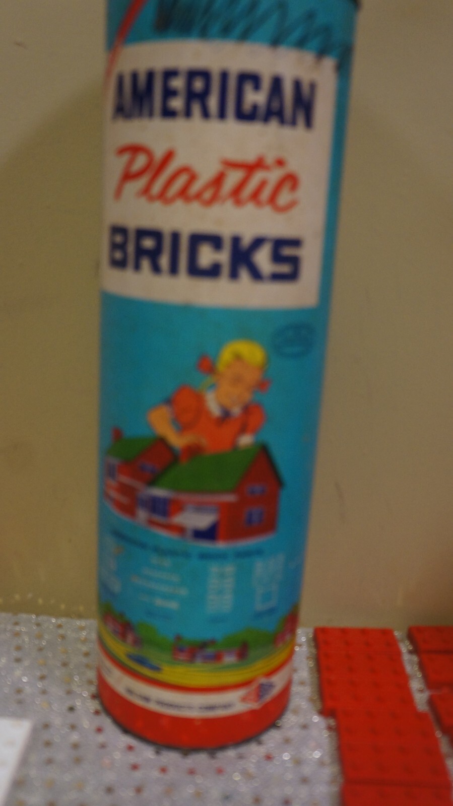 VINTAGE PLASTICS HALSAM AMERICAN PLASTIC BRICKS SET IN CONTAINER Set ...