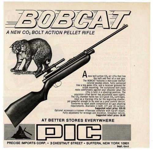 1973 BOBCAT Bolt action fusil à pellets co2 vintage imprimé annonce - Photo 1 sur 1