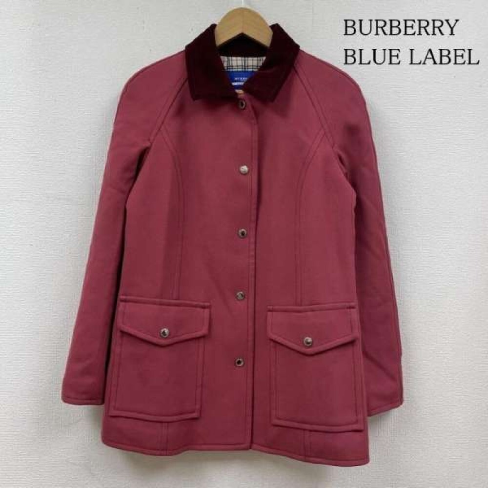 Burberry Blue Label Jacket Pink Solid Nova Check Corduroy Burberry Blue Label Jacket Pink Solid Nova Check Corduroy