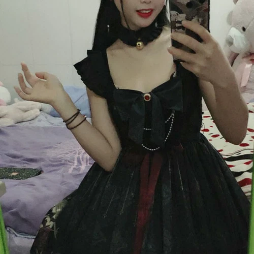 Costume cosplay vestito lolita gotico donna ragazza kawaii volant slip vintage nero - Foto 11 di 11