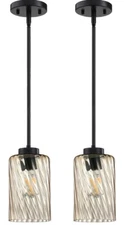 2 Pack 1 Light Modern Globe Kitchen Island Pendant Light Glass Chandelier Shade