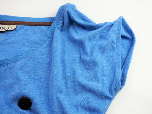 NAKETANO Short Cap Sleeve Boat Neck Stretch Cotton Blend T-shirt Top Blouse L - Picture 2 of 12