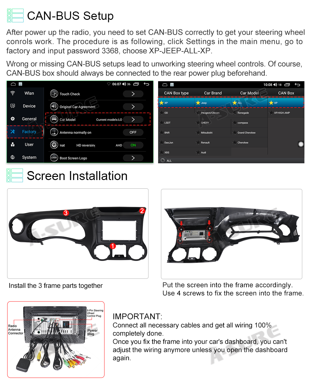 2+32G Apple Carplay Android 12 Car Radio Stereo for Jeep Wrangler JK