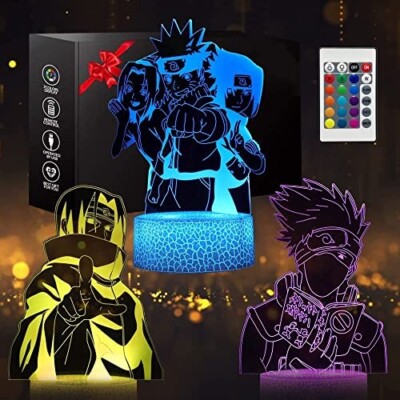 3D Anime Nachtlicht Spielzeug 3 Muster 16 Farbwechsel mit Fernbedienung Geschenk