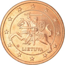 [#373136] Lituania, 2 Euro Cent, 2015, SPL, Acciaio placcato rame, KM:New