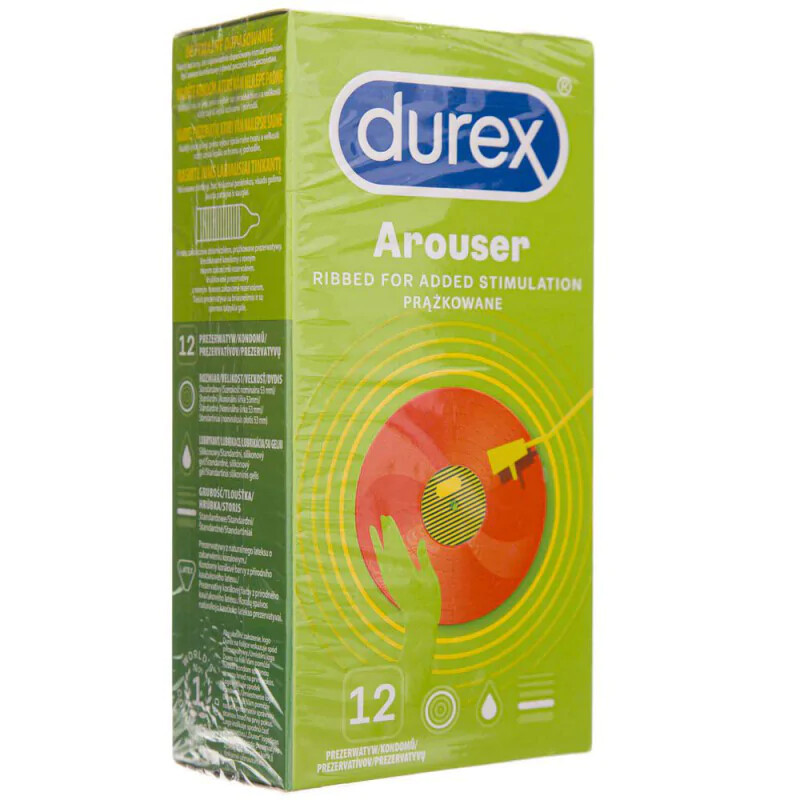 Preservativi Durex Arouser a strisce, 12 pezzi.