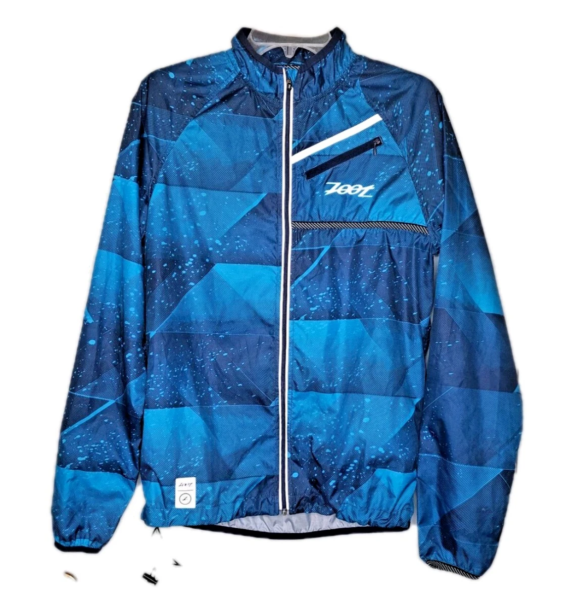 Gilet Zoot Elite Homme Bleu Pour Cyclisme Et Running, Coupe-vent Avec Grandes Poches Zippées Et Bandes Réfléchissantes, Taille L