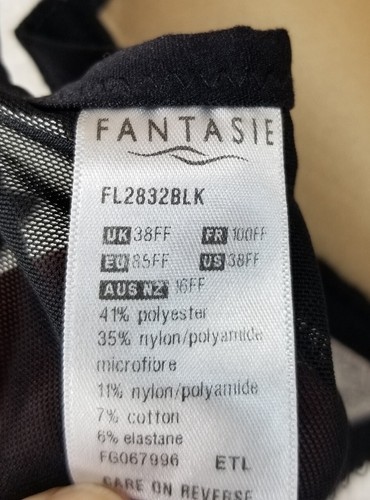 Fantasie Jana Underwire Molded Bra FL2832 Black Lace Convertible Womens 38FF - Picture 10 of 10
