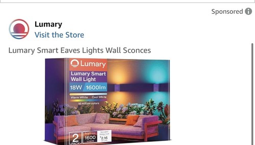 Lumary smart eaves light wall sconces (2 pack)