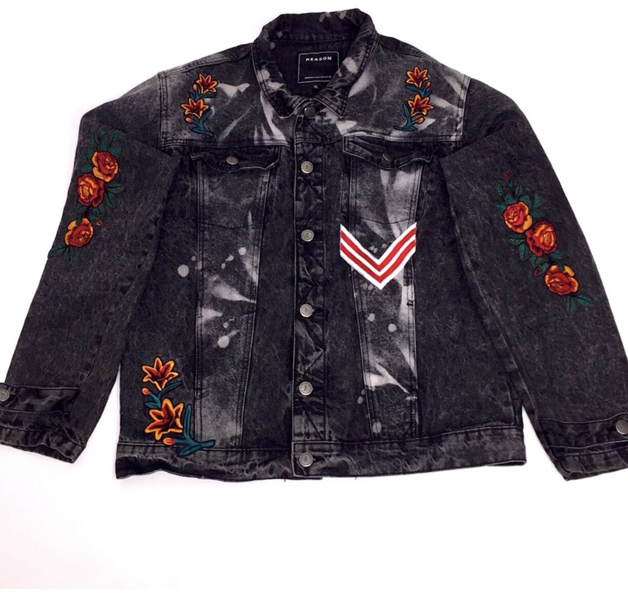 Reason jean jacket XL button up logo - image 4