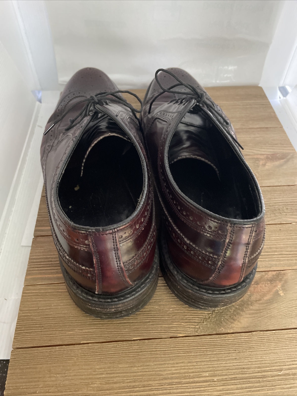 Vtg Florshiem Mens Burgundy Wine Oxfords Leather Lace Up Dress Shoes