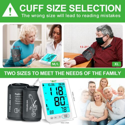 Blood Pressure Monitor for Home Use Upper Arm, 2 Size Cuffs with Large Backlit - Picture 6 of 12