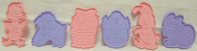Set Of 6 EASTER COOKIE CUTTERS Purple & Pink ANIMALS & BASKET