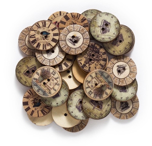 Clock Theme Wooden Buttons Sewing Clothing Scrapbook Gift Craft Accessory 50Pcs - Picture 1 of 17