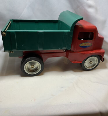 Tonka 1949 1996 Lever Dump Truck In Red & Green Pressed Steel
