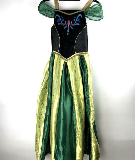 NEW SIZE 8-10 M FROZEN ANNA COSTUME DRESS GOWN CAPE HALLOWEEN GIFT GIRL DISNEY