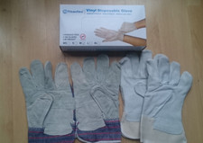 210 Ladies/mens Gloves Leather Thorn Proof/Gardening/Heavy Duty+200 vinyl gloves