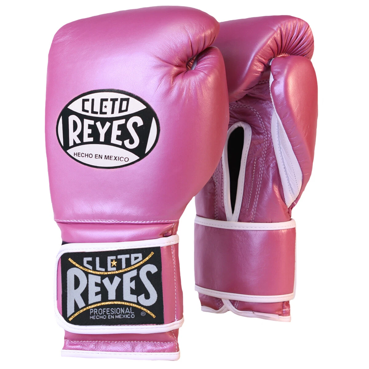 Cleto Reyes Hook and Loop Leather Training Boxing Gloves - 16 oz. - Pink