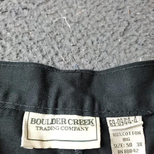 Boulder Creek Trading Pants Mens Big Tall 50 38L Black Khaki Chino Cotton Cargo - Picture 3 of 7