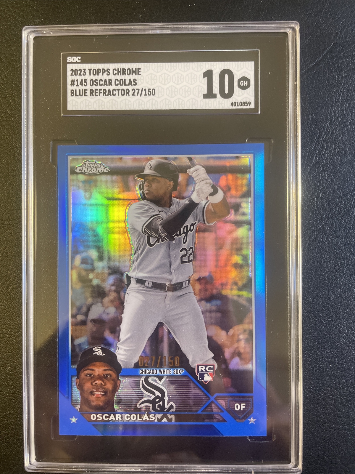 2023 Topps Chrome Oscar Colas /150 Blue Refractor RC SGC 10 #145 Gem Mint 💎!!
