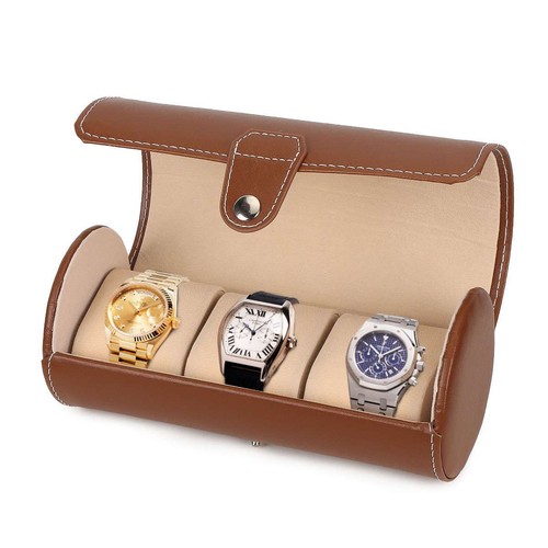 3 Slot Watch Roll Travel Case Portable Leather Display Watch Jewelry Storage box - Picture 11 of 13