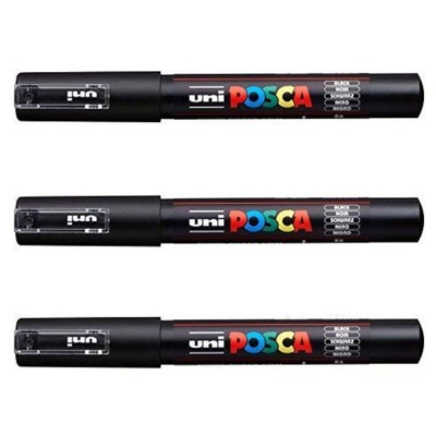 UNI-Ball POSCA Marker Pen PC-1M - Black - Pack of 3 PENS