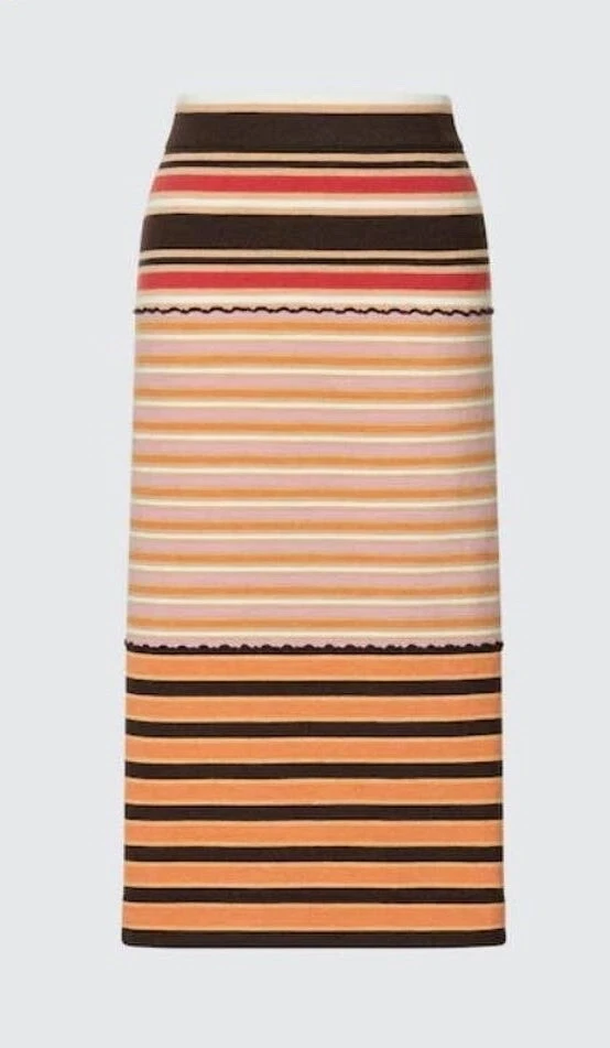 Falda Tejida a Rayas Mezcla Merino Colaboración UNIQLO x MARNI Marrón Talla S. 