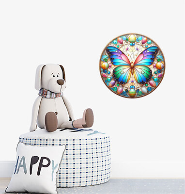 Ostern Buntglas Schmetterling Ei Wandbild Kinderzimmer Vinyl Aufkleber Abziehbilder a11173