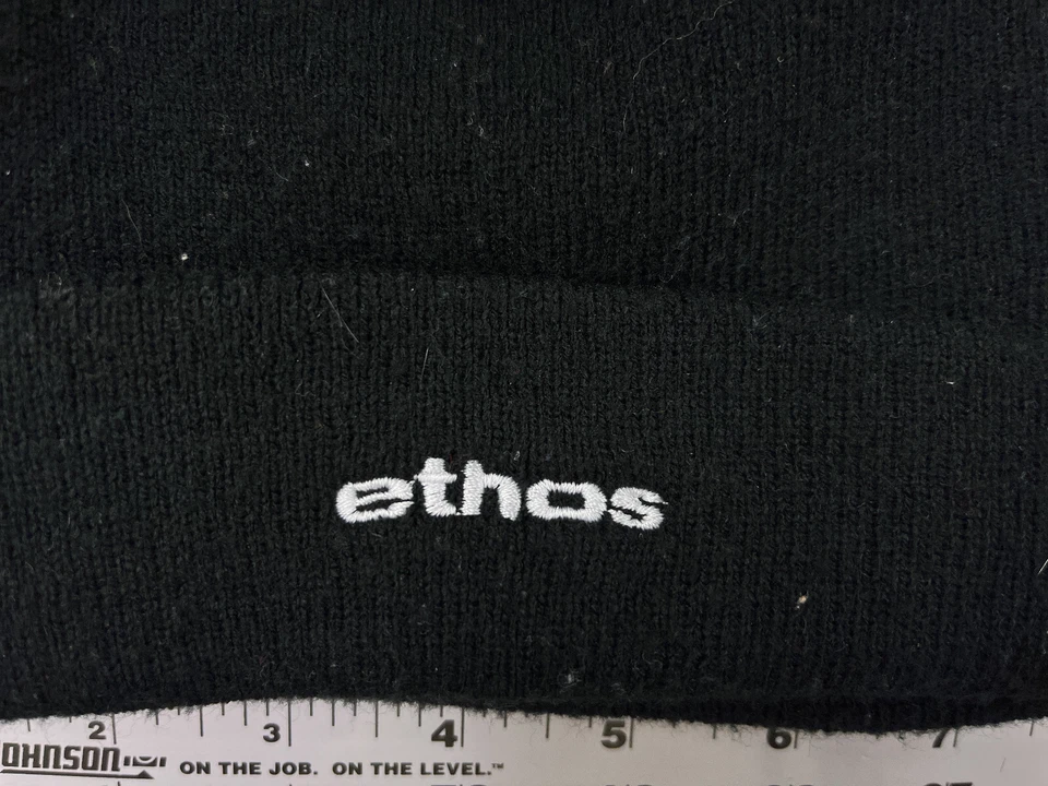 Ethos Beanie Toque Youth One Size Black Knit Acrylic Skate Skateboard Outdoors - Image 2 of 4