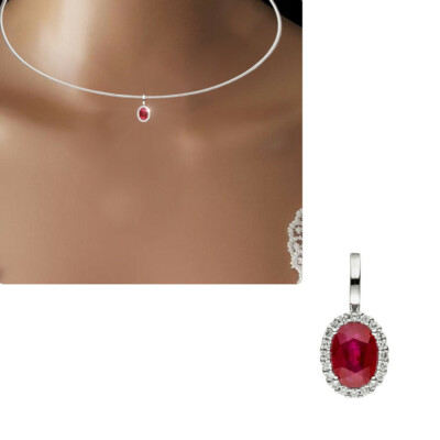 Anhänger 585 Gold Weißgold 20 Diamanten Brillanten 1 Rubin rot Rubinanhänger n