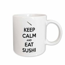3dRose Keep calm and eat sushi, White and Black Mug