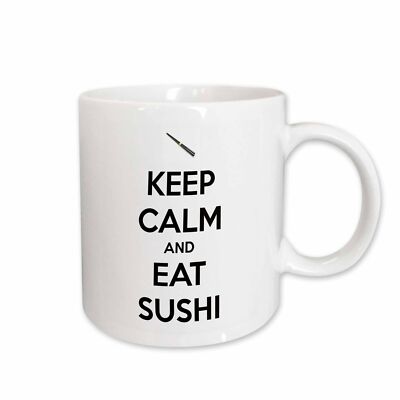 3dRose Keep calm and eat sushi, White and Black Mug