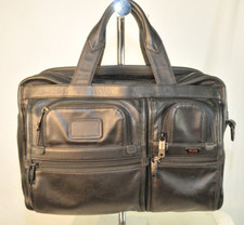 Tumi Alpha Expandable Organizer Leather Laptop Briefcase Messenger 