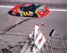 AUTOGRAPHED Jeff Gordon 24 DuPont Racing RACE WIN FINISH LINE Checkered Flag V