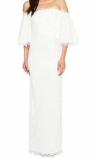  800 Nicole Miller Womens White Devyn Lace Off-Shoulder Bridal Gown Dress Size 8