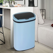 13 Gal/ 50 Liter Stainless Kitchen Trash Can w/ Lid Automatic Sensor Touch Blue