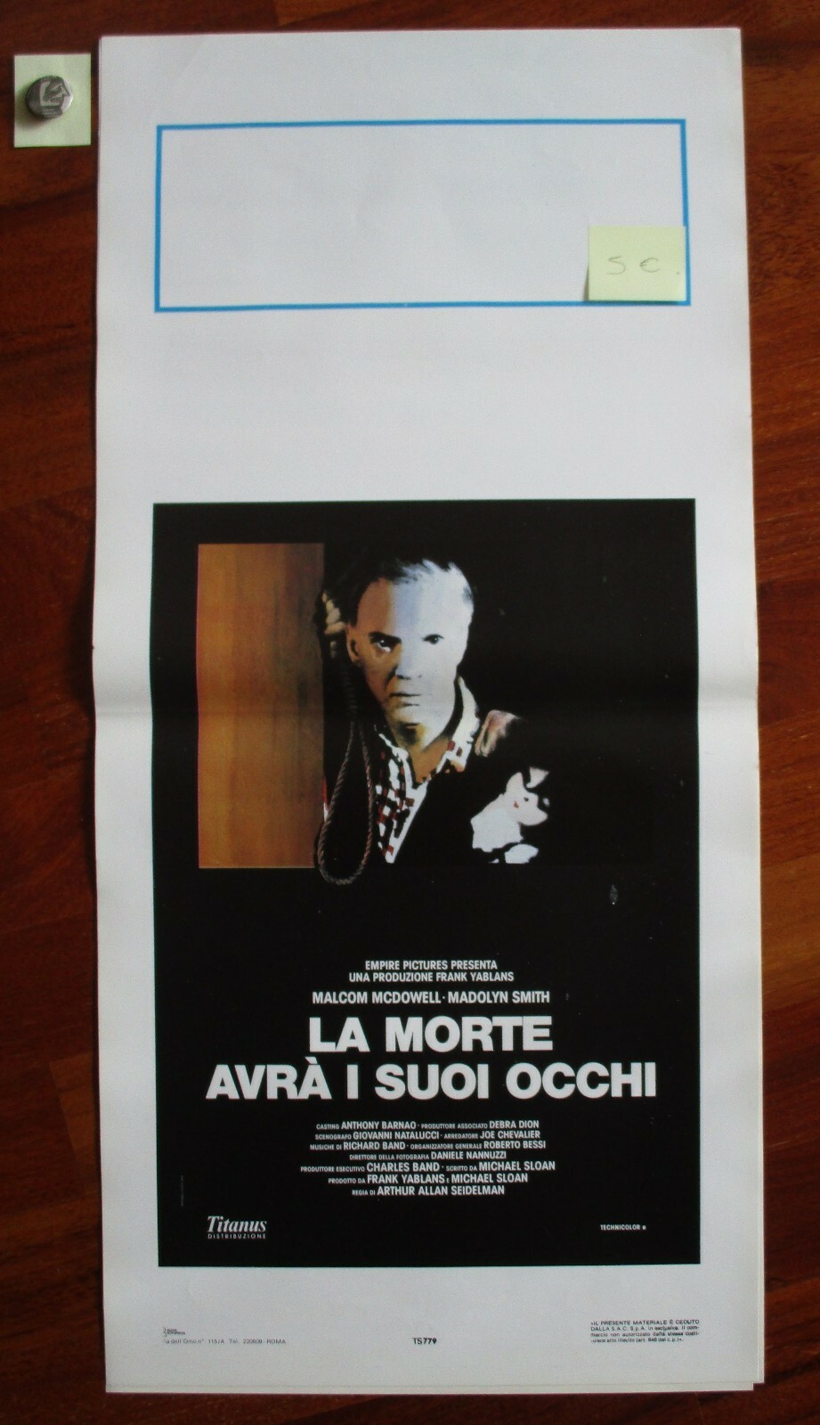 Locandina originale film La morte avrà i suoi occhi (1987) - Regia di Arthur Allan Seidelman