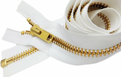 YKK #10 Brass Extra Heavy Jacket Zipper Bulk Chaps Separating BLK, WHT 121''-246''