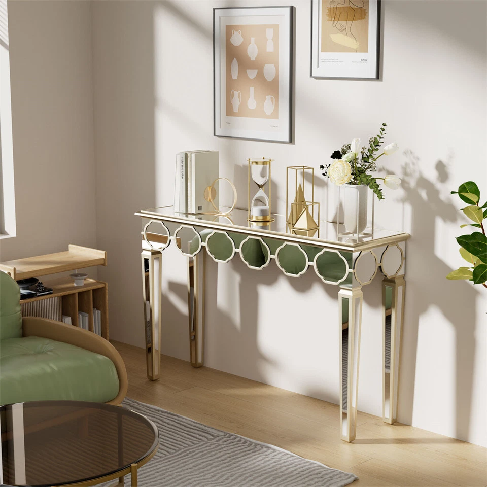 Luxurious Modern Mirrored Console Table Anti-oxidation Entryway Silver Furniture - image 3 of 4