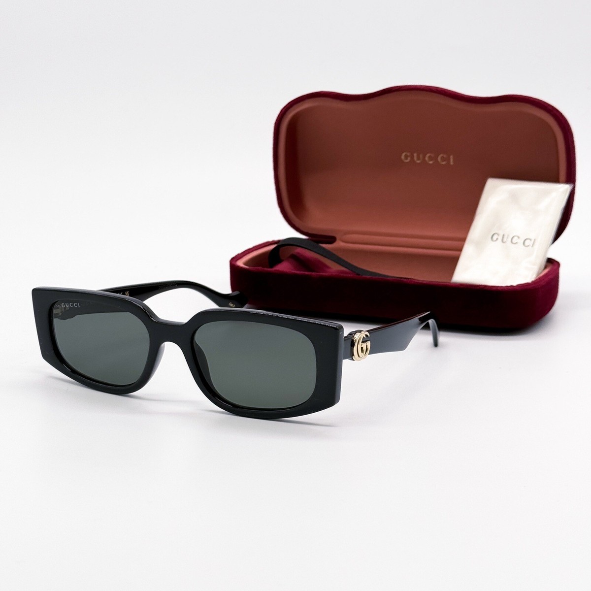 NEW GUCCI GG1534S 001 RECTANGULAR BLACK GREY WOMEN