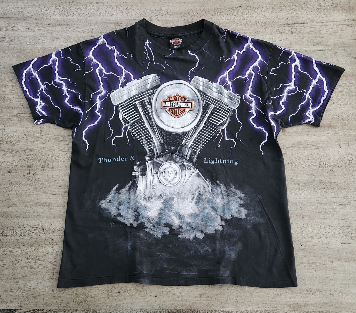 🌩Vintage 90's Harley Davidson Thunder & Lightning Single