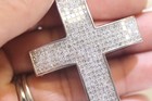 14k gold 13.17ct SI1 princess natural diamond cross pendant 26.7g Large big — photo 10