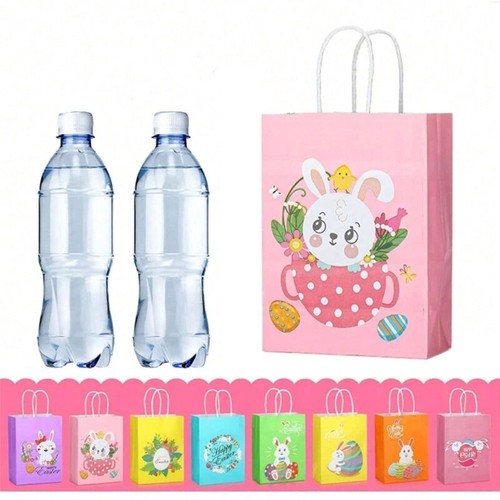 Set Of 8 Easters Rabbit Themed Gift Bags for Spring Celebration Party Supplies - Picture 3 of 8