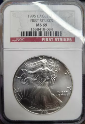 1995 NGC MS69 FIRST STRIKE RED LABEL SILVER AMERICAN EAGLE 1 OZ .999 FINE *RARE*