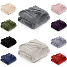 Large Soft Fleece Blanket Sofa Bed Throw Faux Fur Reversible Travel Warm Throw