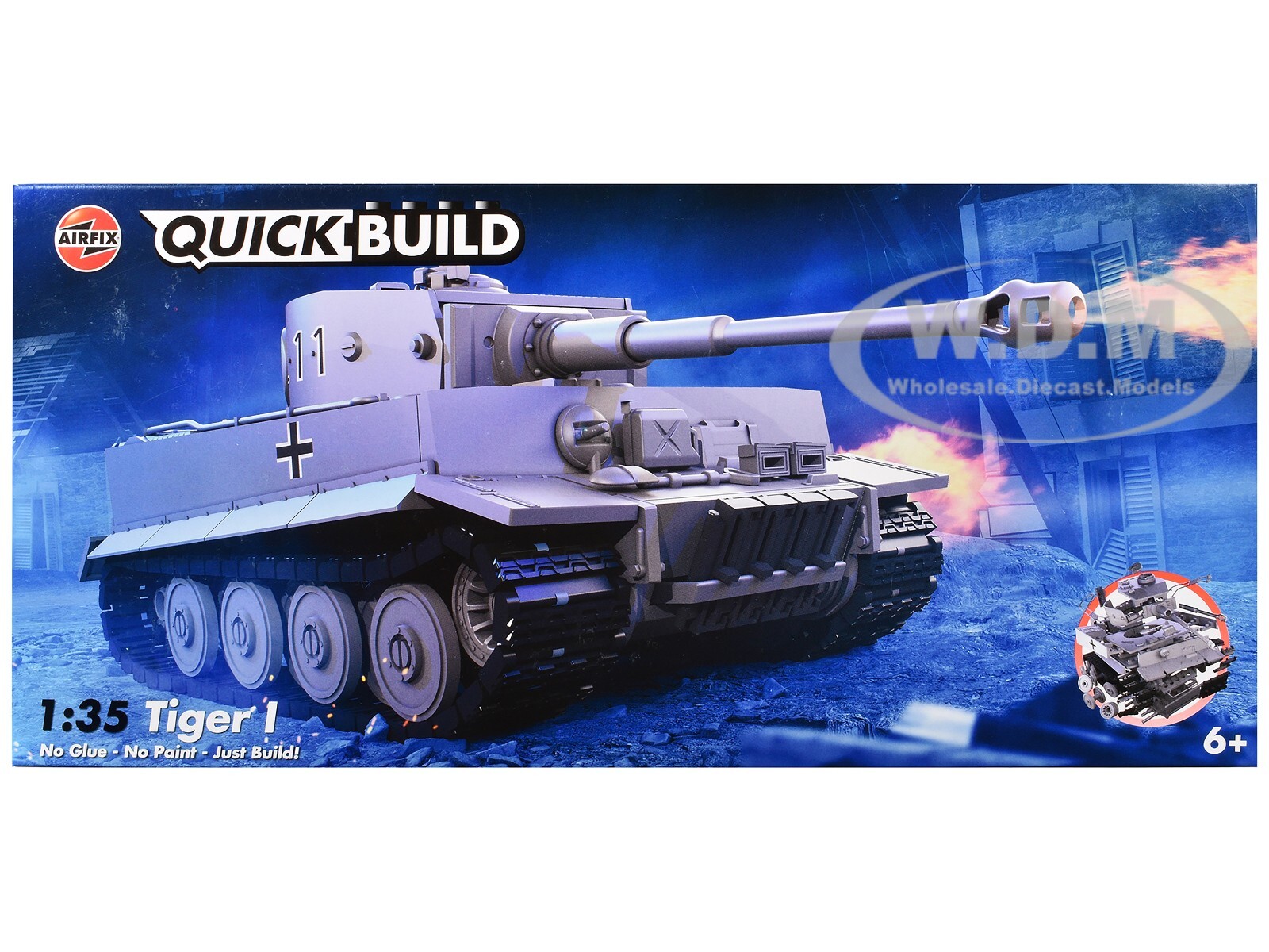 TIGER I TANK GERMAN ARMY 1/35 SCALE SNAP ON MODEL KIT AIRFIX QUICKBUILD J6041