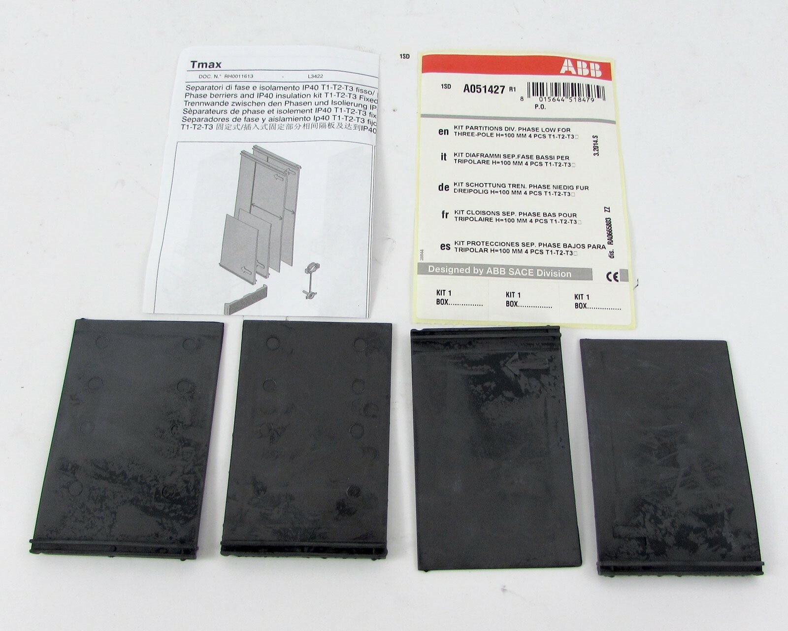 Lot of (4) ABB KT3PBL3 Phase Barrier 3 Pole Low T1T3 Circuit Breakers