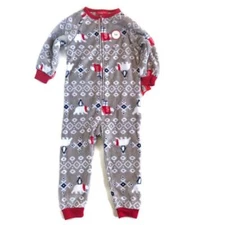 Macy's Family PJs Gray Polar Bear Penguin Fuzzy Pajamas NWT Unisex 2T-3T