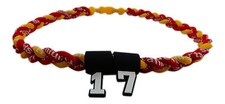 PICK YOUR NUMBER KIDS Red  Yellow Braided Tornado Necklace Baseball Softball